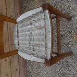 Chaise ancienne assise scoubidou bistrot vintage