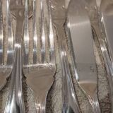 6 fish cutlery sets, 12 pieces, silver-plated metal, Christofle silversmith, Albi pattern