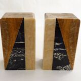 Art Deco bookends pair in marble and onyx.