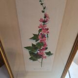 Série 4 Anciennes Planches Botaniques Fleurs GRANDALL + Cadre Bois Doré Vintage