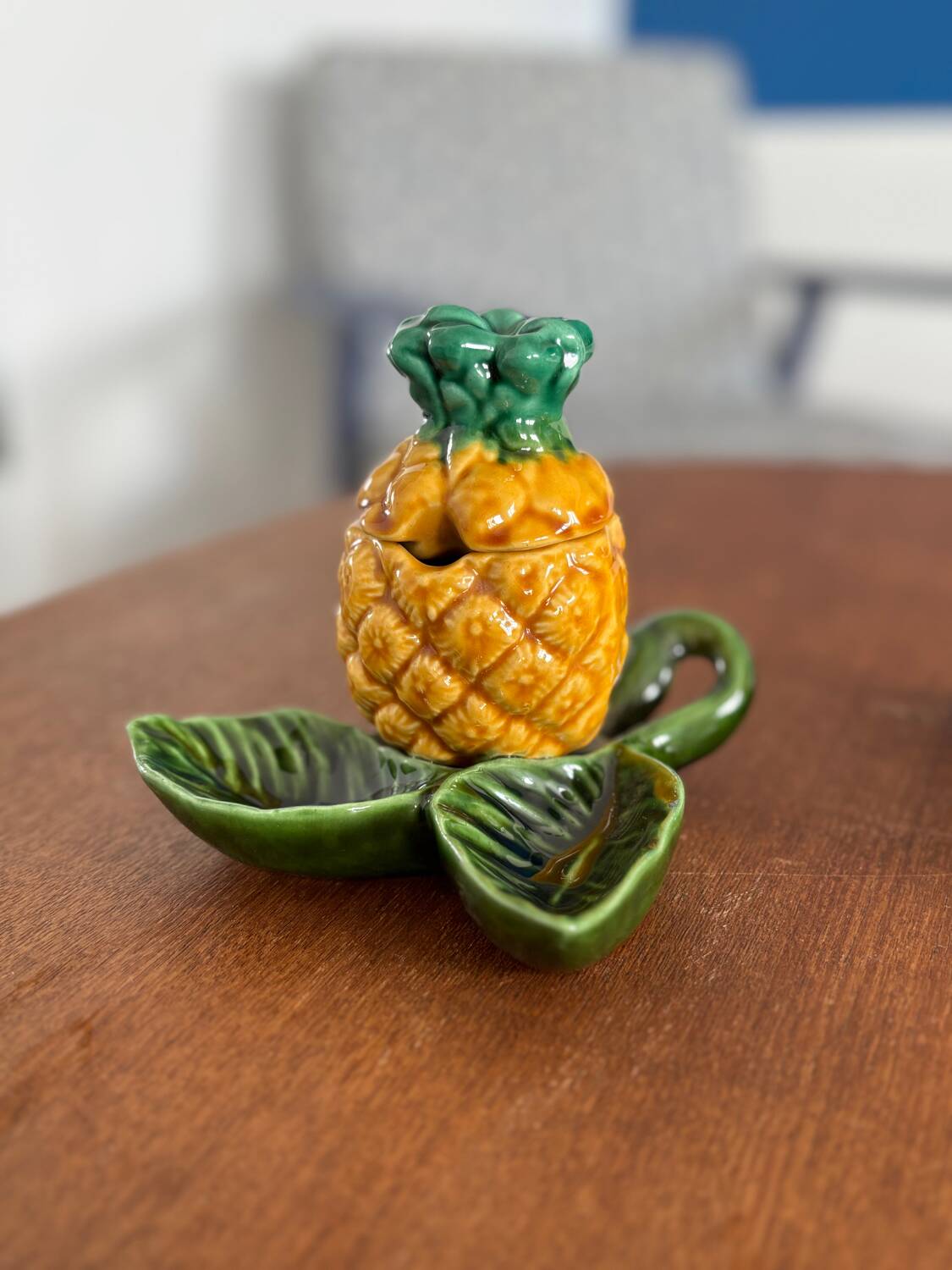 Vintage ceramic pineapple-shaped mustard pots - tableware