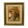 Oil signature panel to identify asiart old asian man pipe