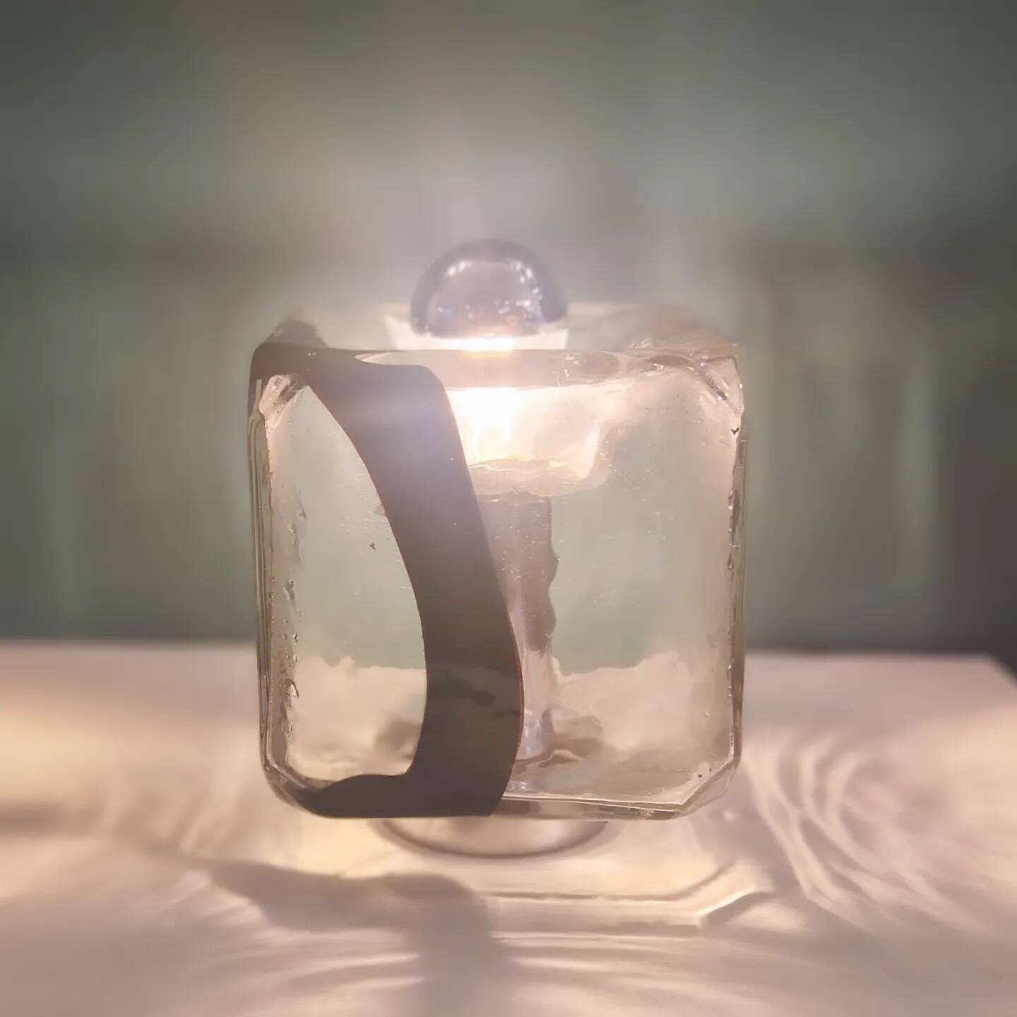 Murano glass and chrome metal table lamp from the 70s Italy
