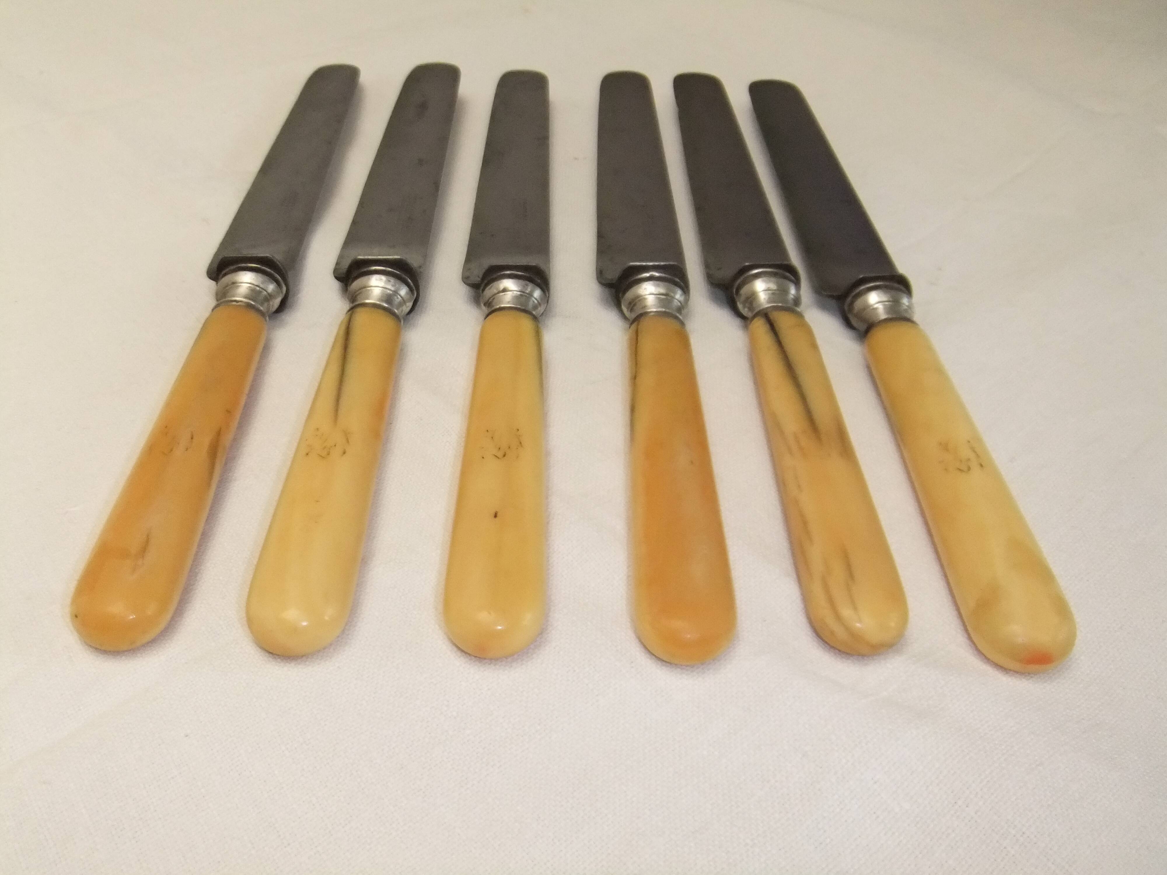 Old cutlery table knives Touron Edme Parisot