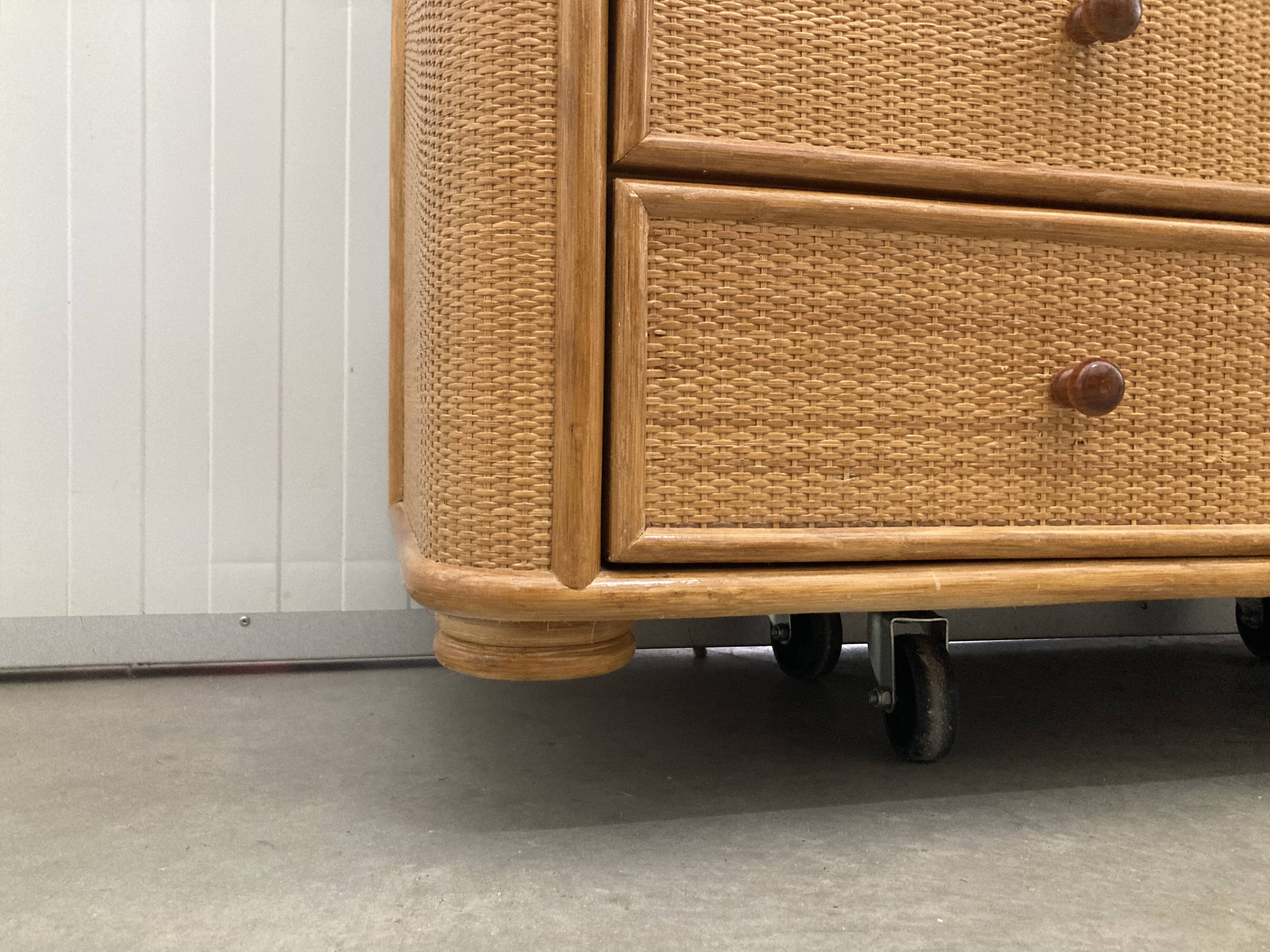 Vintage wicker sideboard, 1970s