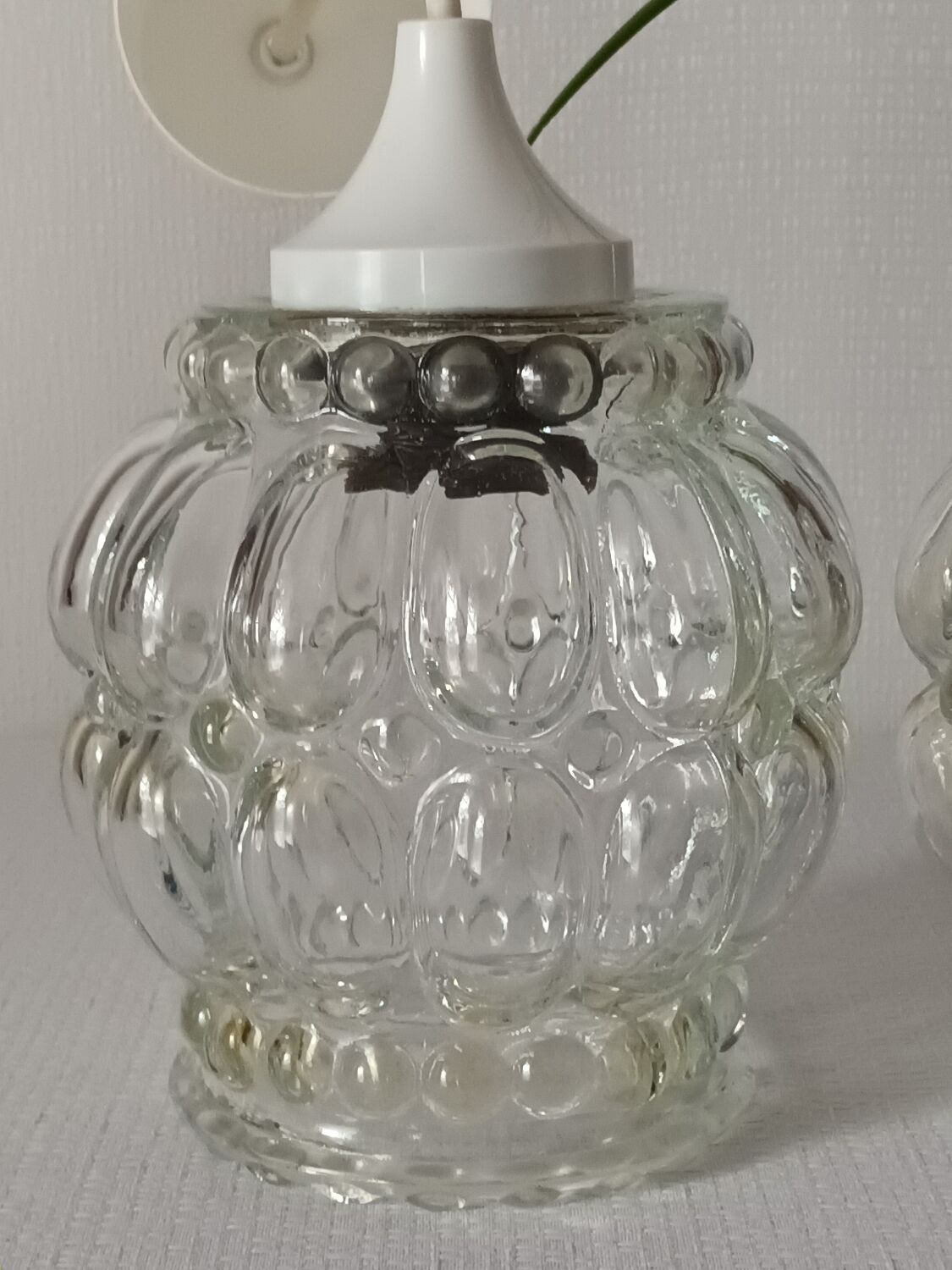 Paire de suspensions verre bulles vintage