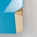 Coffee table by Willy Rizzo model Alveo blue lacquered brass 1970