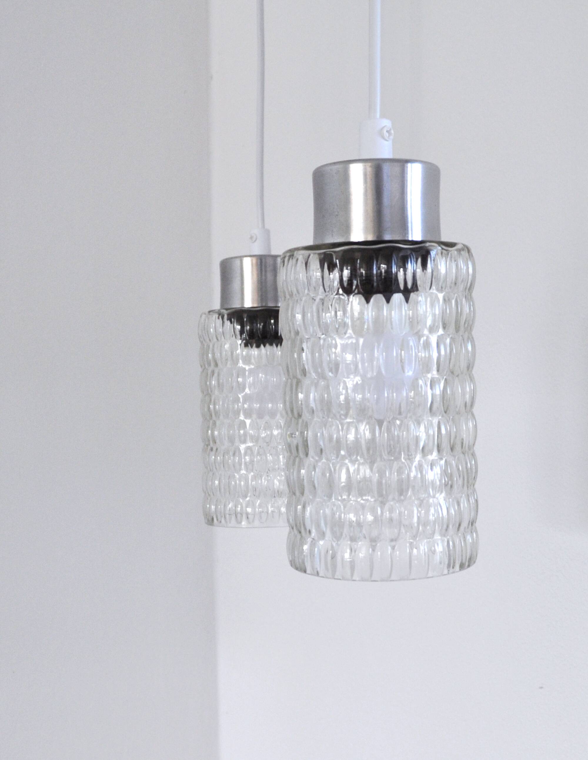 Danish Mid-Century Teak and Glass Ceiling Lamp, 1960s