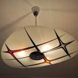 Modernist Czechoslovakian Zukov pendant light, geometric pattern, 1960