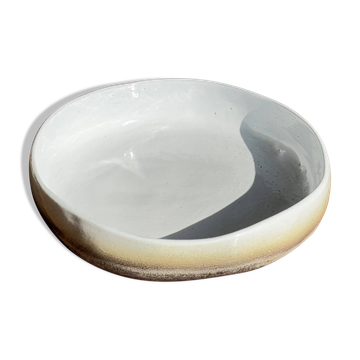 Large white and earthenware ceramic dish