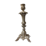 Large candle holder in patinated white painted metal