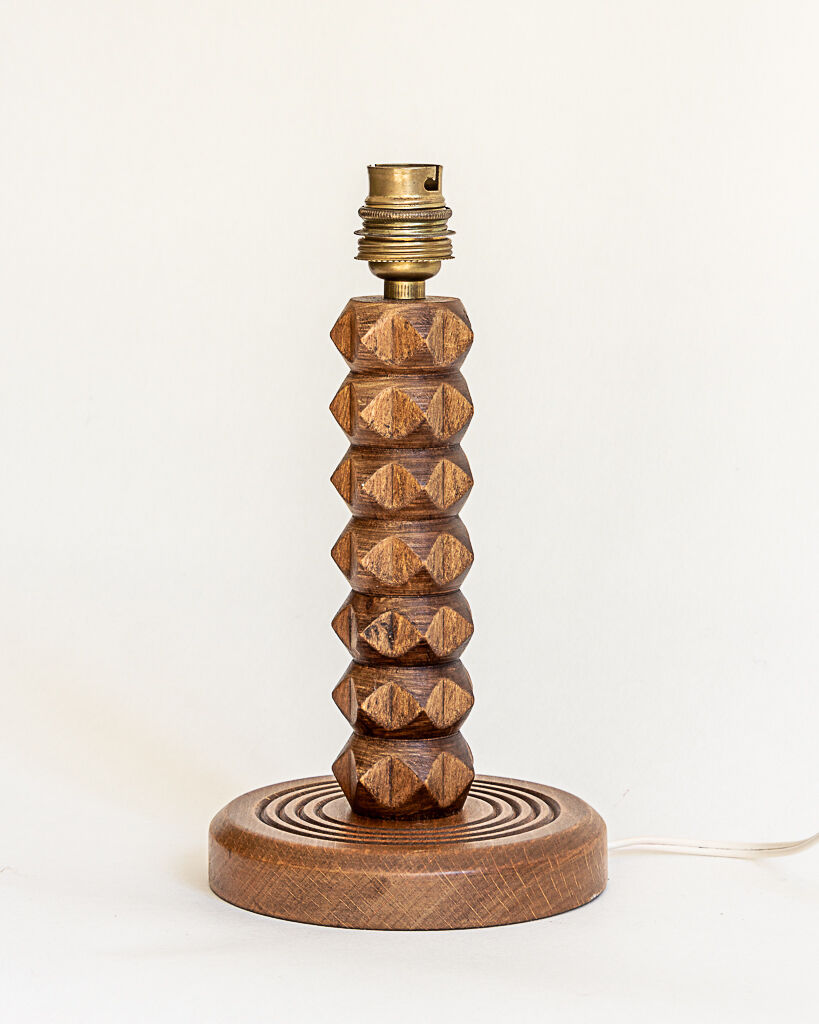 Lamp base in oak or walnut wood, 60s