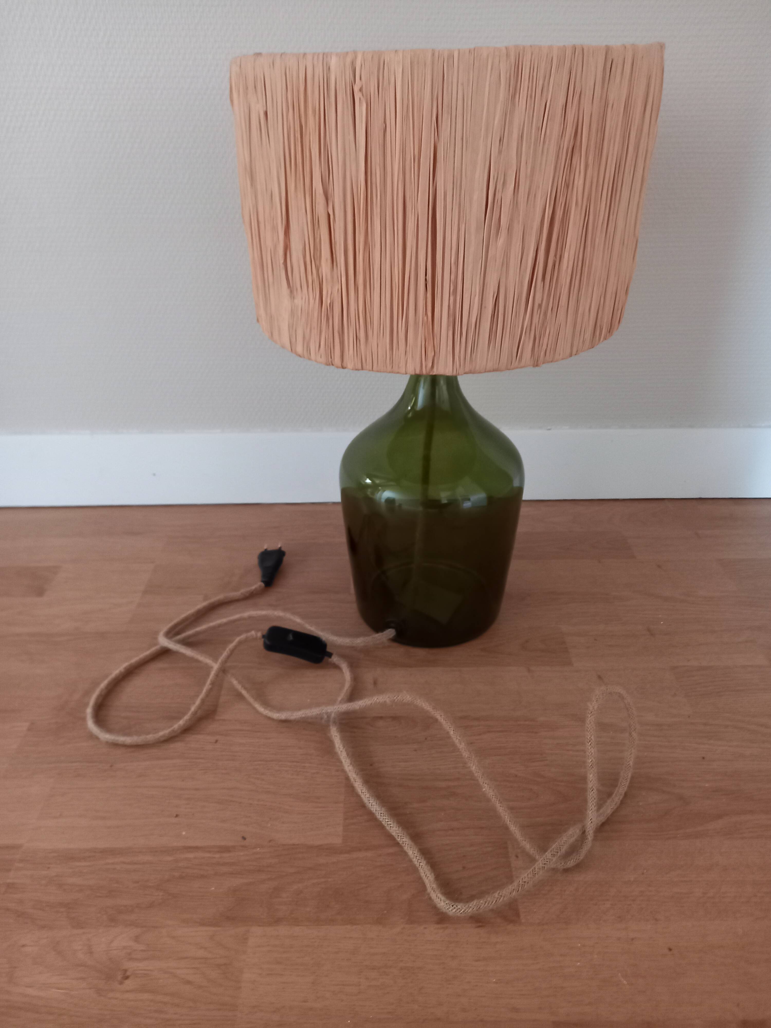 Lampe dame Jeanne / Abat jouren jute