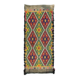 Vintage Turkish Mini Kilim 95x42 cm Wool Small Kelim Runner, shabby Chic