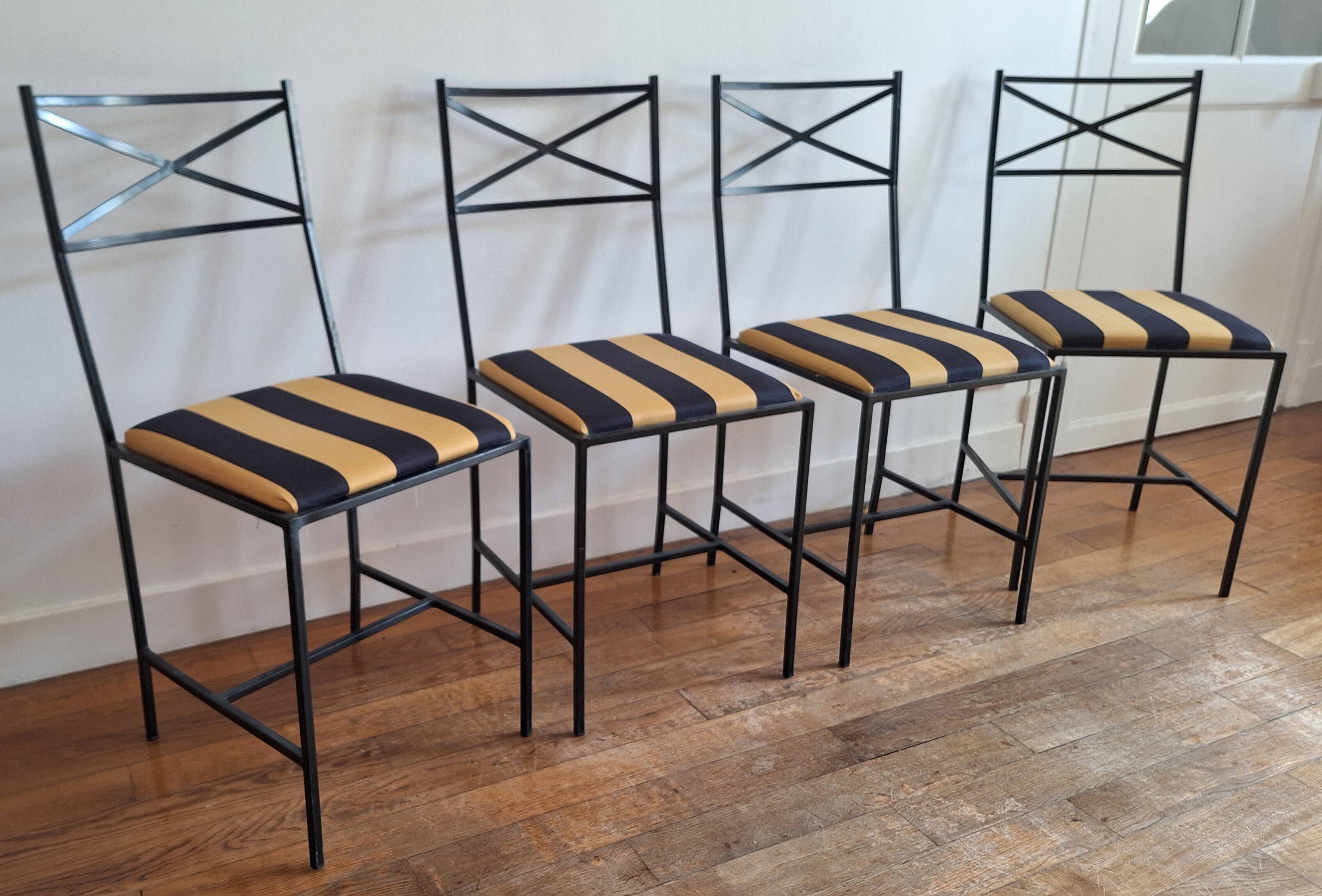 4 padded metal chairs