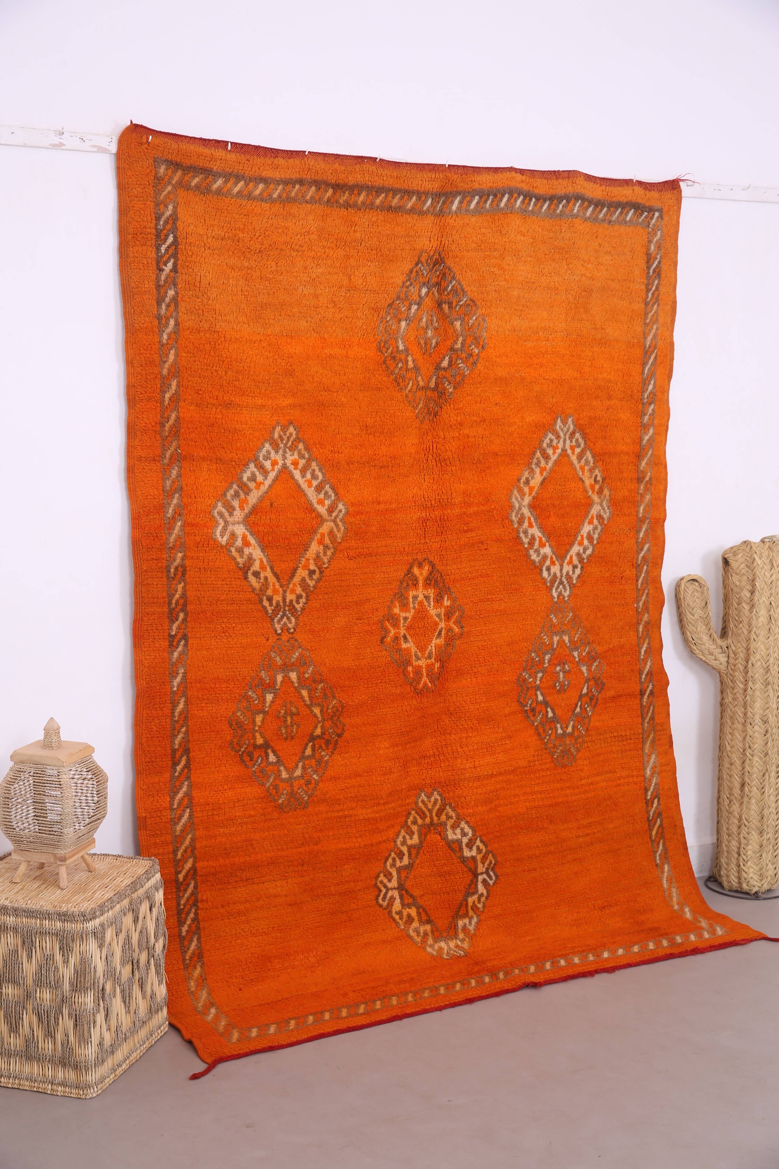 Orange Vintage Moroccan Rug 162 x 232 cm - Berber Wool Rug - Handmade Rug
