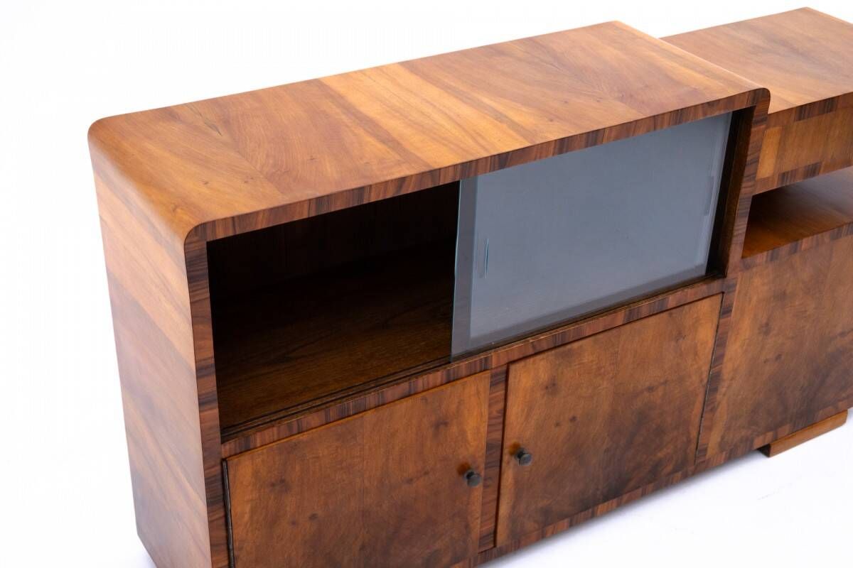 Art Deco-style sideboard, perfect as a TV stand, Poland, 1950s. Restored.