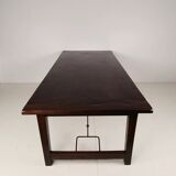 Large Spanish oak dining table with wrought iron bars – 20th century