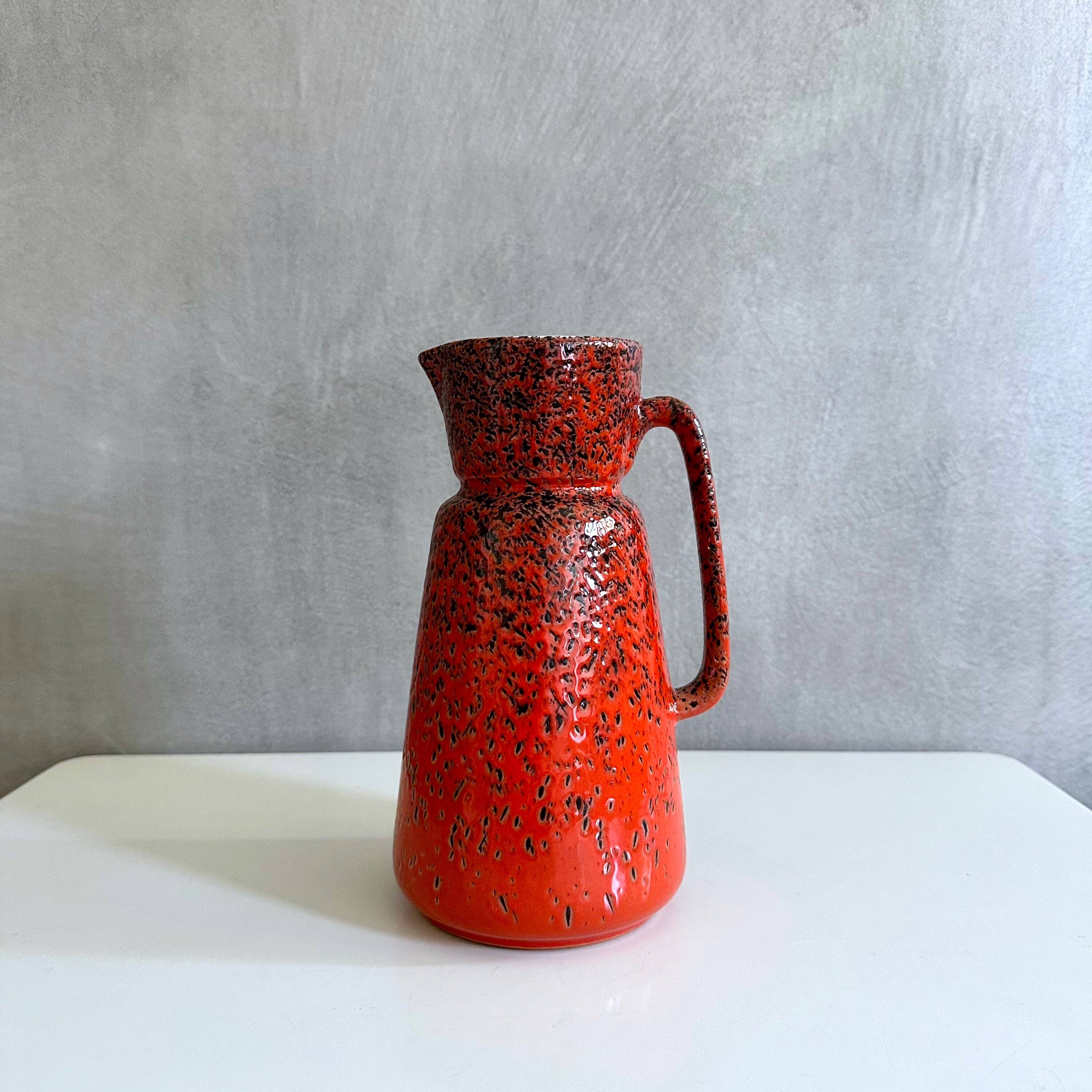 Red vintage vase Wächtersbach ceramics, jug vase, flower vase, ceramic vase