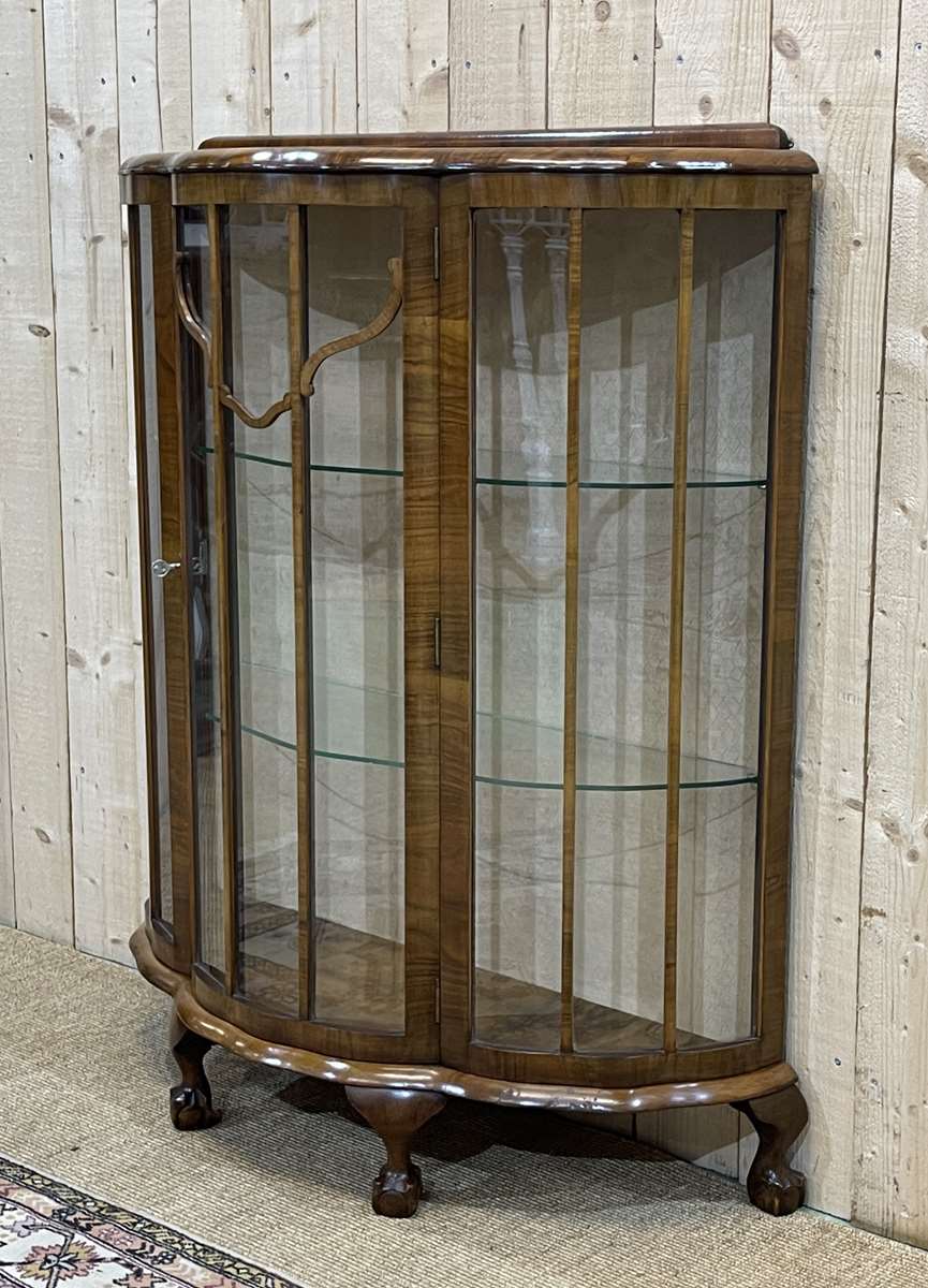 English Art Deco walnut showcase