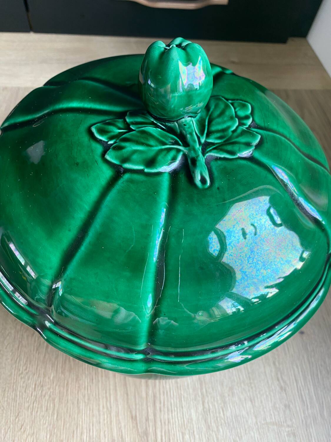 green earthenware soup tureen
