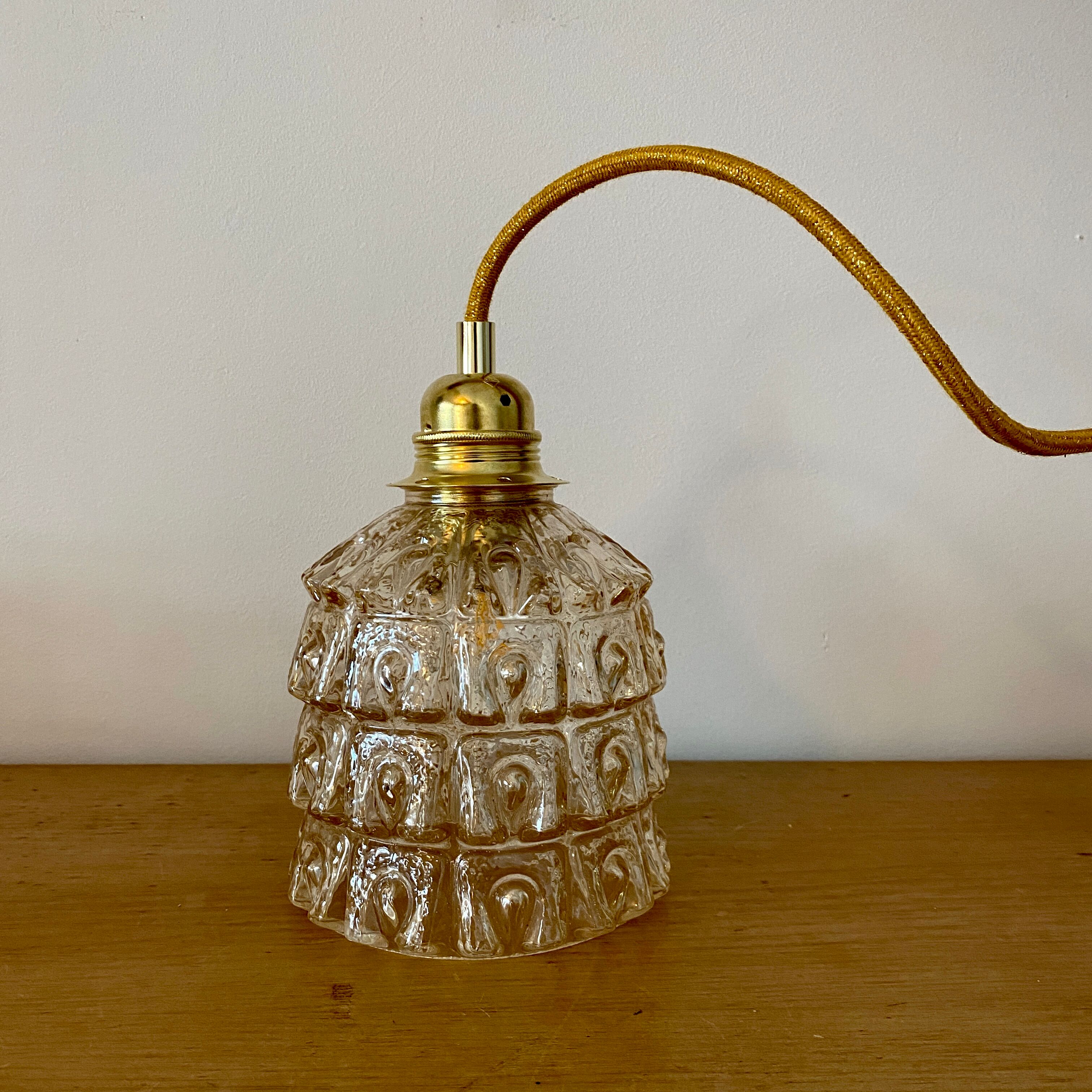 Vintage amber glass globe lamp