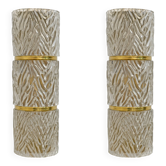 Pair of Modern Italian Brass and Murano Glass Textured Wall Sconces