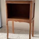 Vintage wood and white bedside table