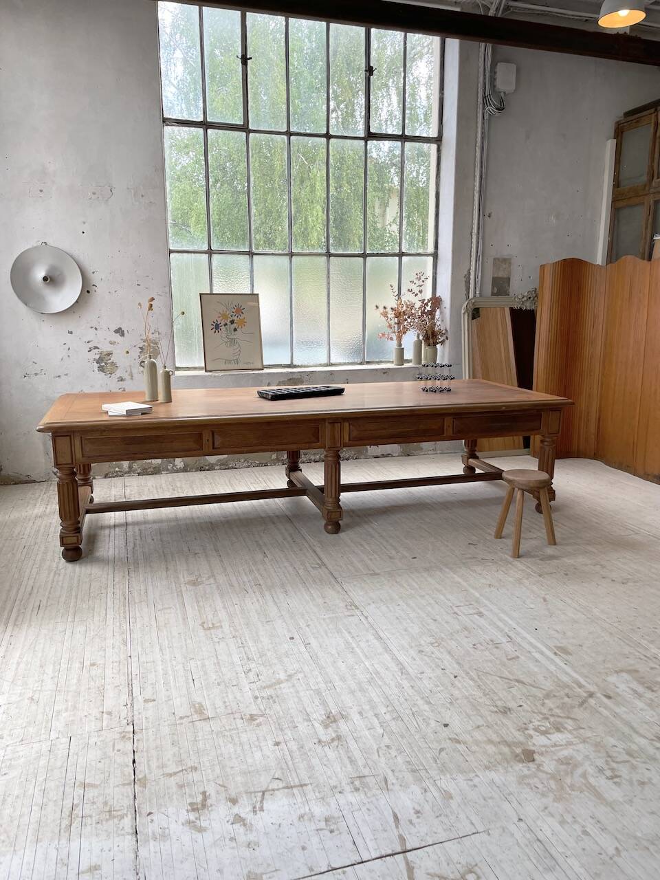 Solid walnut farmhouse castle table 1900 XXL