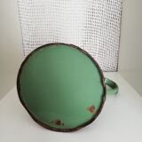 Green broc in enamelled sheet metal with floral patterns