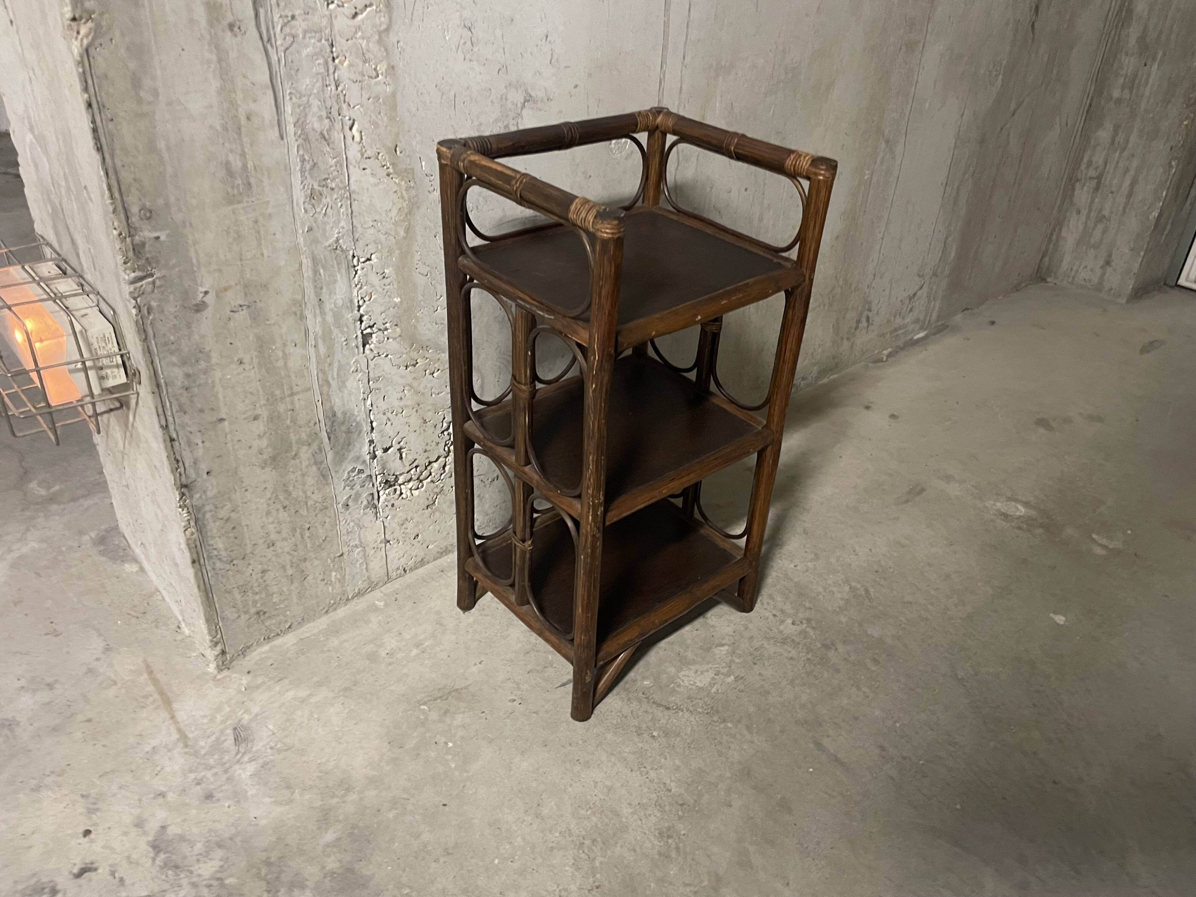 1970s rattan shelf