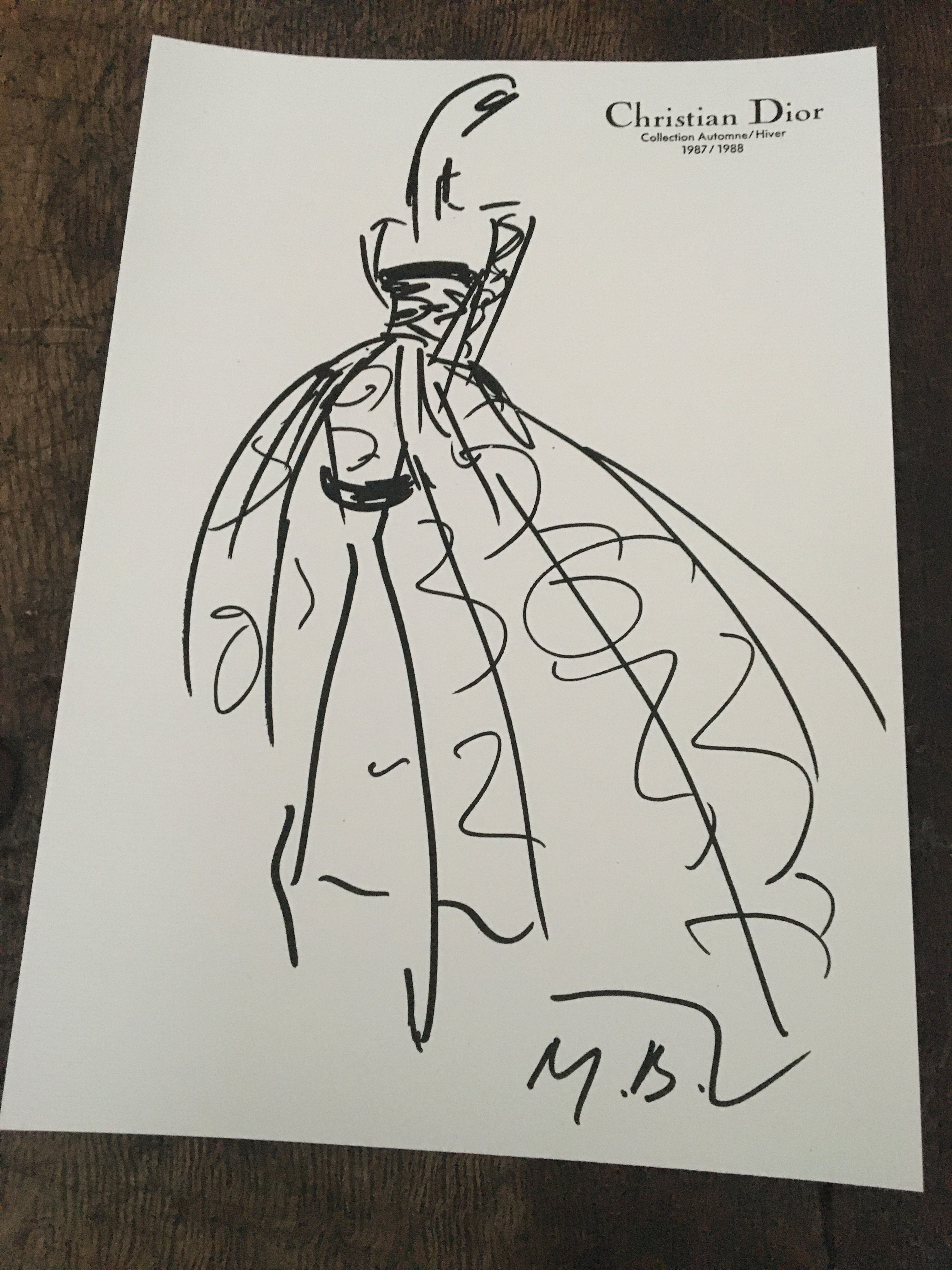 Christian Dior, press fashion illustration - autumn collection - winter 1987-1988