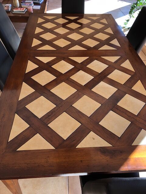 Roche Bobois cherry and Bourgogne tile dining table