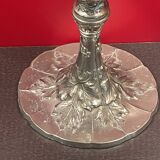 Old kerosene lamp Art Nouveau patinated spelter foot 47 cm height of the glass