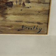 Oil on canvas antique – seascape with sailing boats – signed Bentley