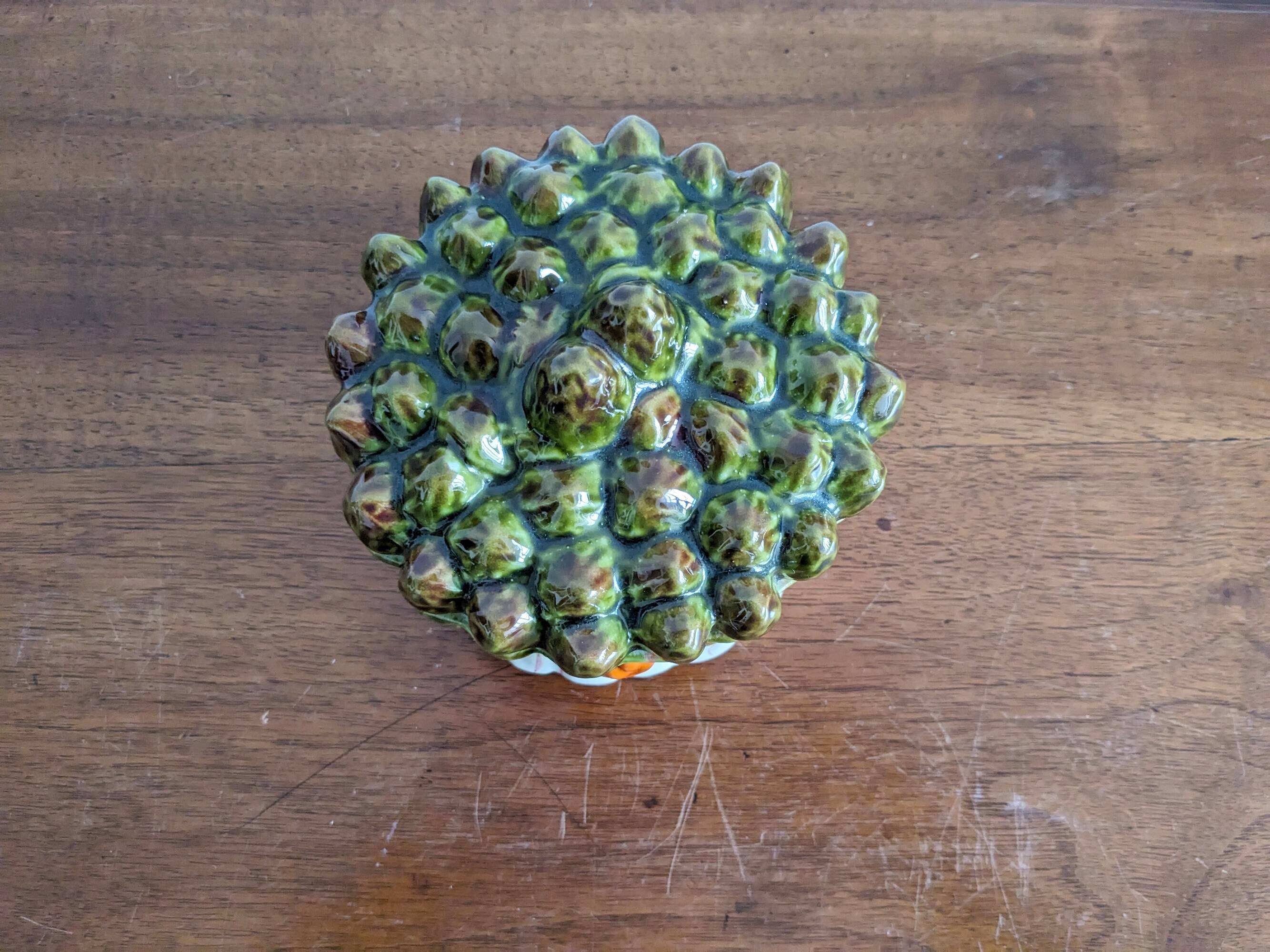 Vintage asparagus tableware sauce container, Italian majolica