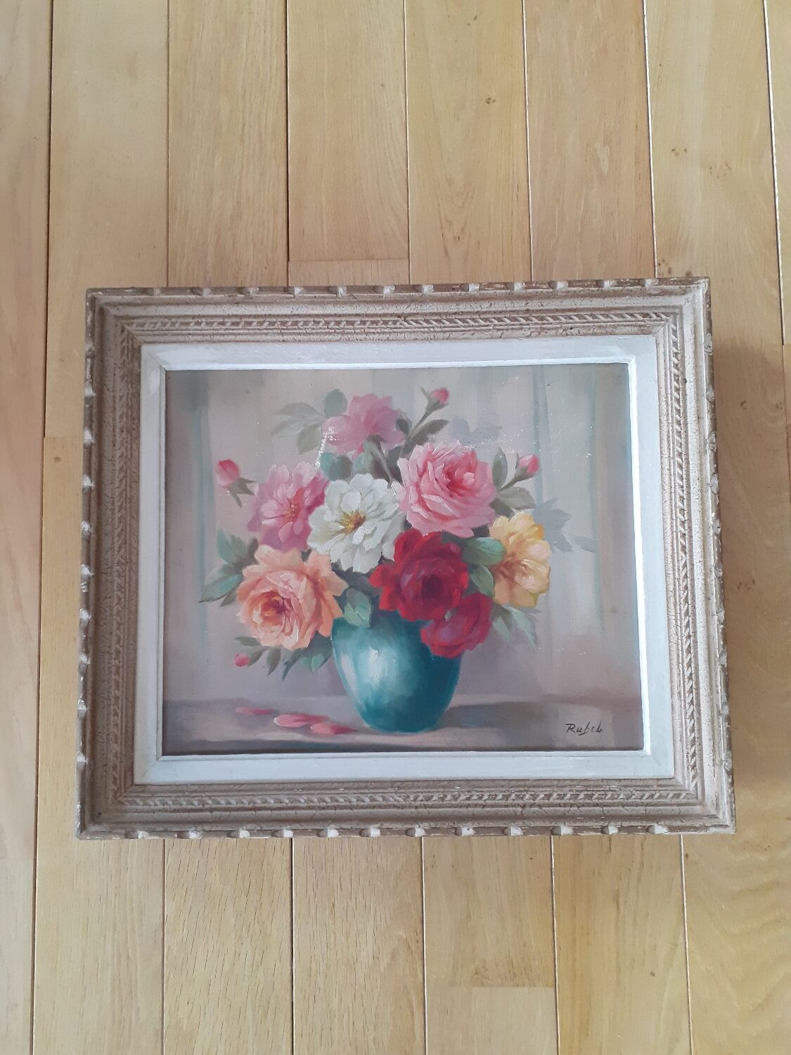Tableau nature morte bouquet de roses