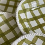 5 assiettes creuses en céramique vichy verte