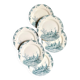 6 assiettes plates n°2 Salins en terre de fer, service "Delft"