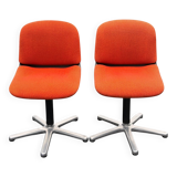 Vintage Wilkhahn Model 231/5 Chair Pair - Orange Fabric and Aluminium