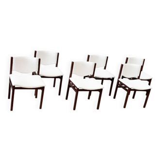 Set of six boucle dining chairs