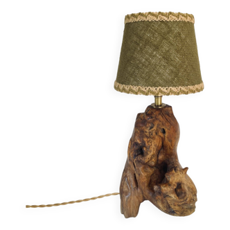 Brutalist lamp, braided fabric cable, lampshade