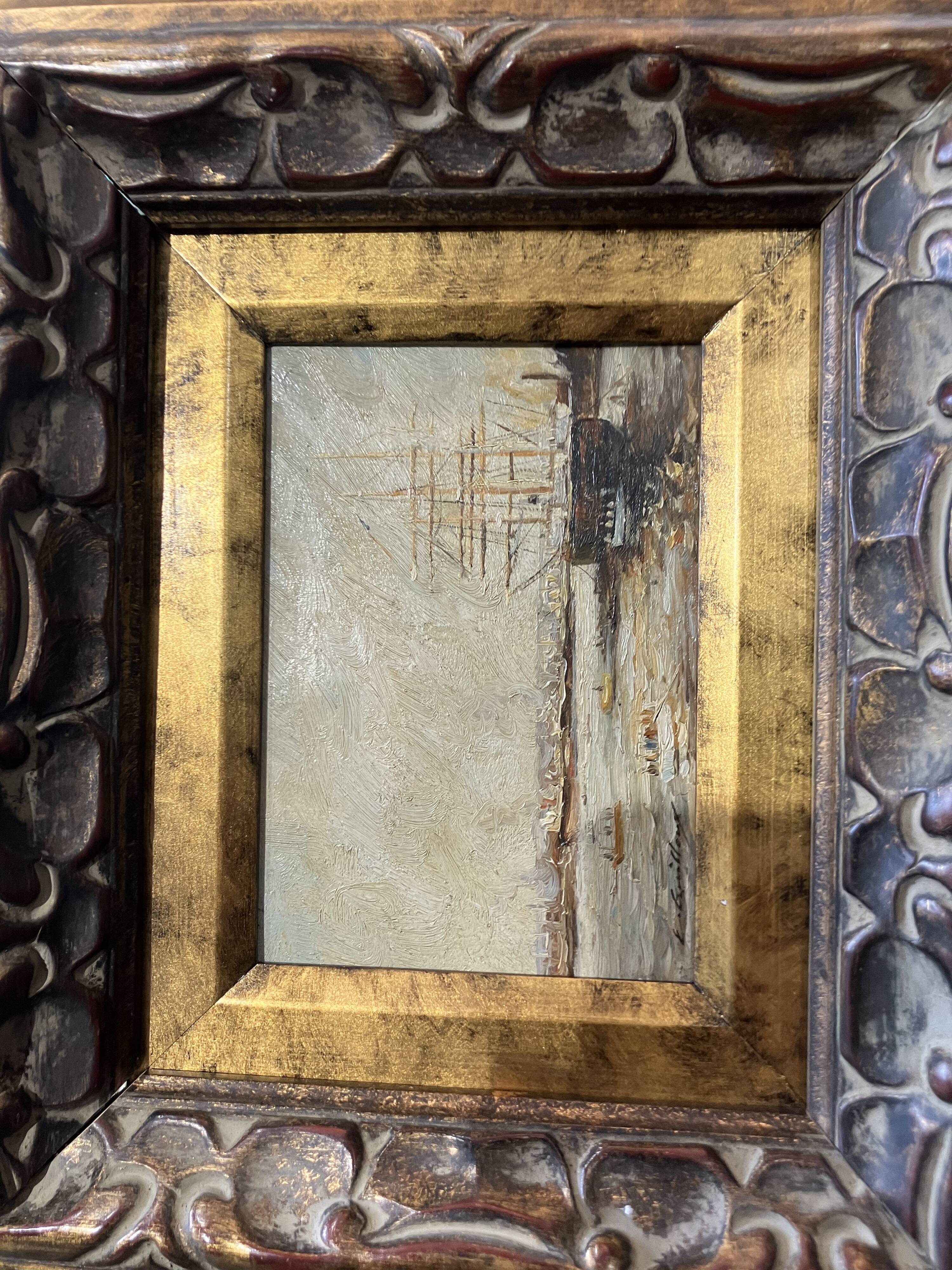 Oil on canvas "bateaux au port" signed e. guilleux