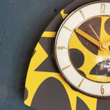 Vintage silent wall clock pendulum 60s "Anthracite yellow"