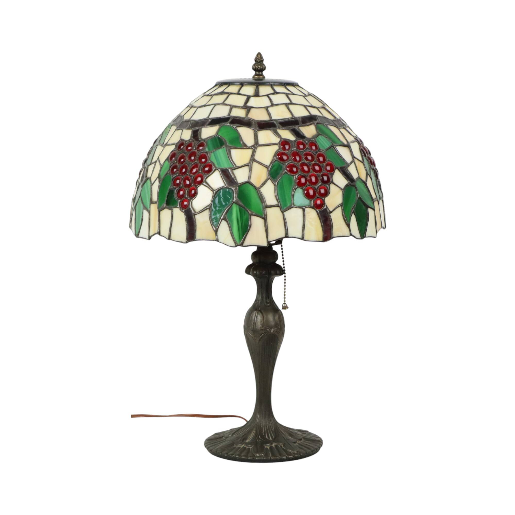 Art Deco Tiffany Style Table Lamp with Organic Base from the 1970s