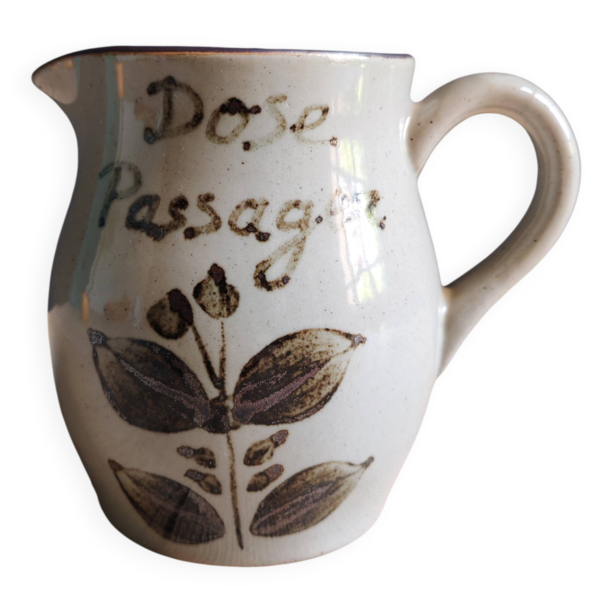 Vintage stoneware jug | Stoneware from Arnon, France | Floral decoration