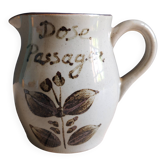 Vintage stoneware jug | Stoneware from Arnon, France | Floral decoration
