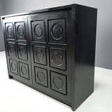 Black brutalist side cabinet, 1970s