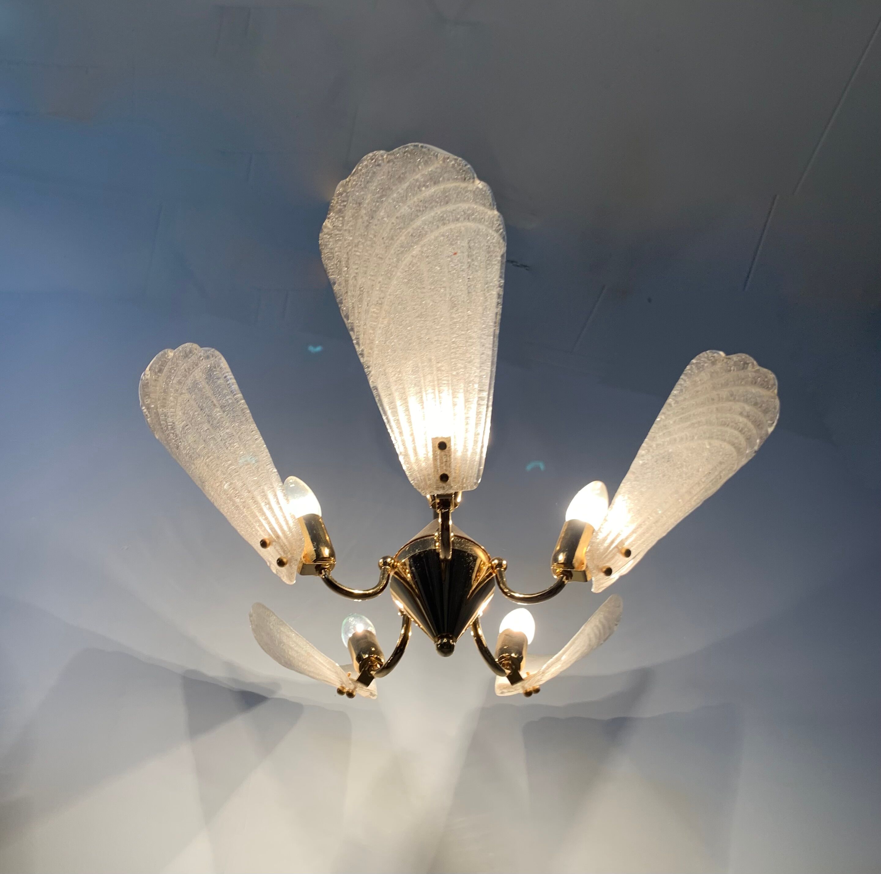 Italian murano glass chandelier hollywood regency design , 1970’s