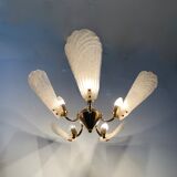 Italian murano glass chandelier hollywood regency design , 1970’s